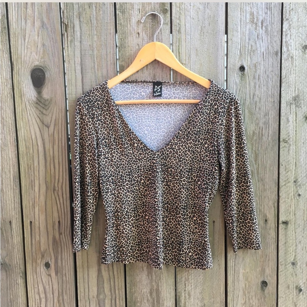 90s slinky leopard print top